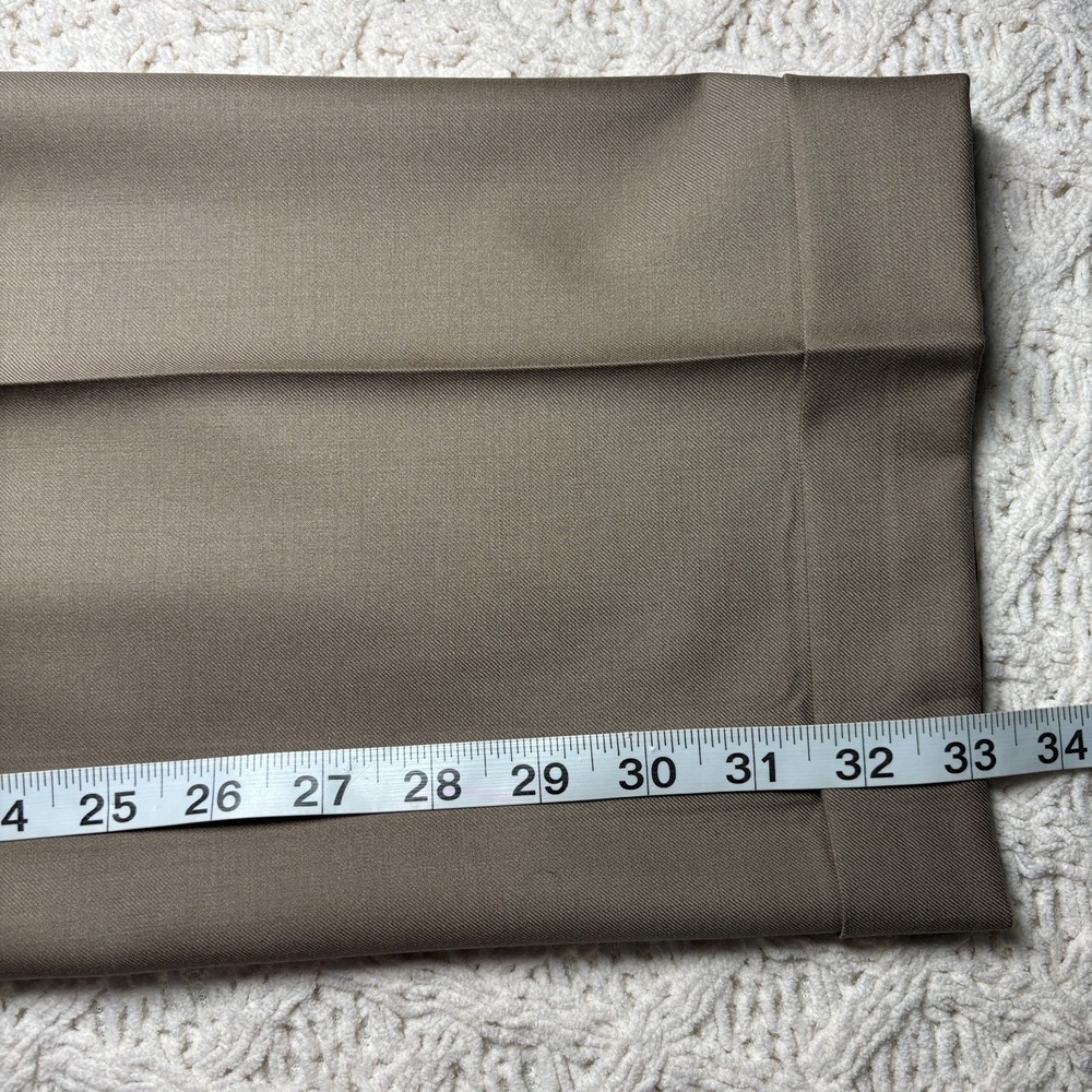 Samuelsohn Pants Men 33x33 Taupe Super 110's Wool Flat Front Cuffed Hem Zip-Fly‎ - Picture 9 of 9